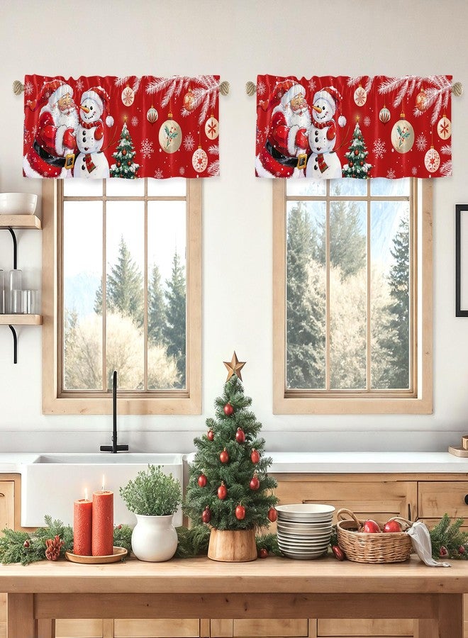 JRLCTECH Christmas Valance Curtain for Kitchen, Christmas Decorations Window Valance Curtains, Snowman Curtain Drapes for Living Room Bedroom 54x18 in, Rod Pocket Window Treatment - Image 5